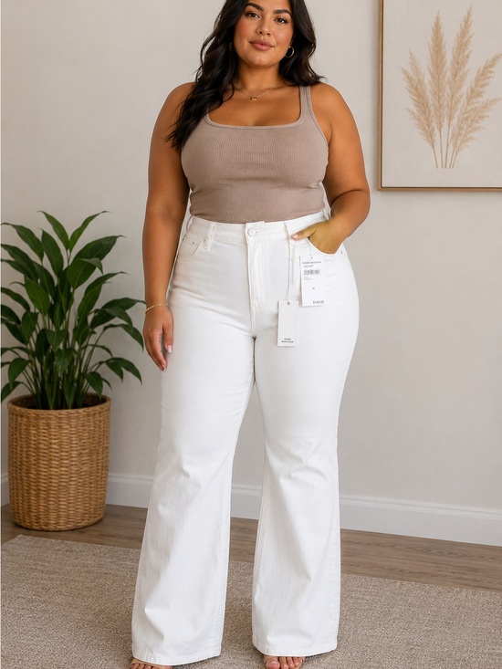 Good American Denim - Good American White High-Rise Wide-Leg Jeans